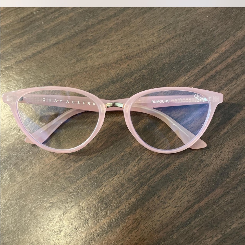 QUAY Rumours Blue Light Glasses Pink Crystal Frame Bluelight Blocking Lens NWT